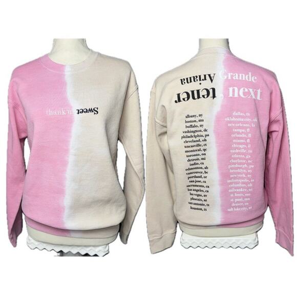 Ariana Grande SM Sweetener World Tour Two Tone Tie Dye Thank U Sweet Sweatshirt - Picture 1 of 6